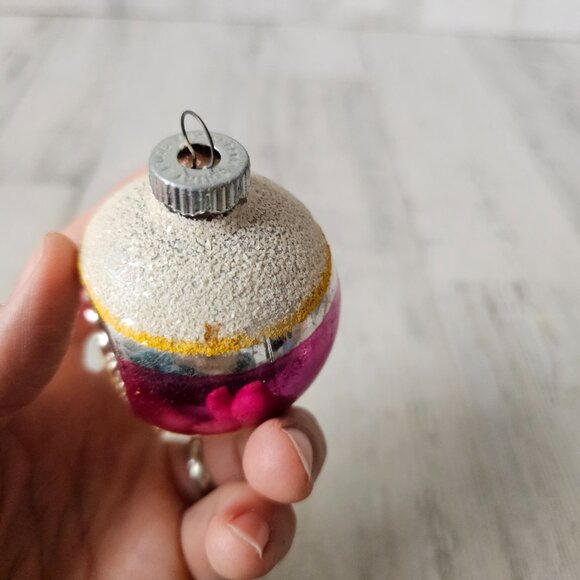 Radko shiny Brite double pink indent teardrop flocked Mercury glass ornament set - Picture 14 of 16